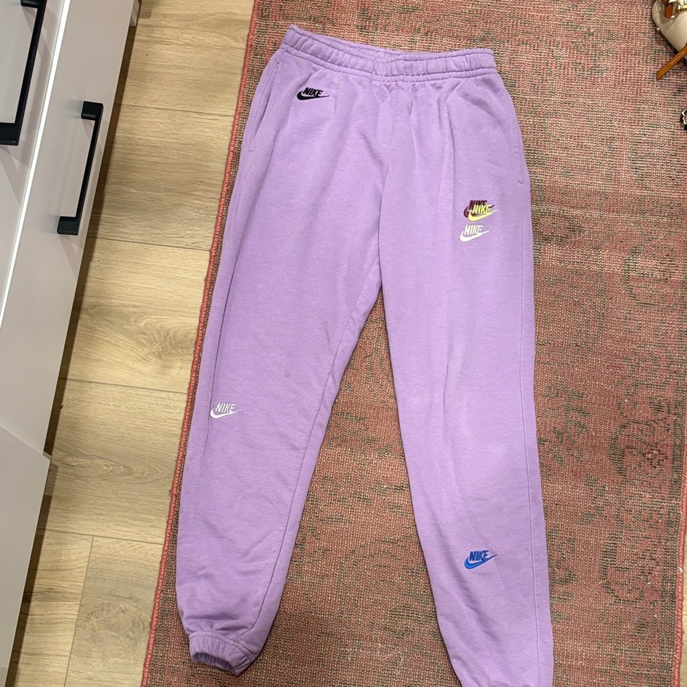 Nike Lilac Sweatpants with Multicolor Logos